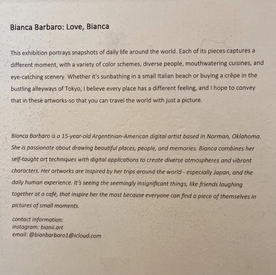 love, bianca exhibition statement